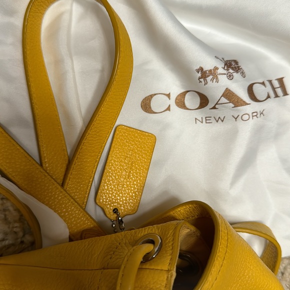 Coach Yellow Pebble Leather Mini Turnlock Backpack Bag - Picture 10 of 11